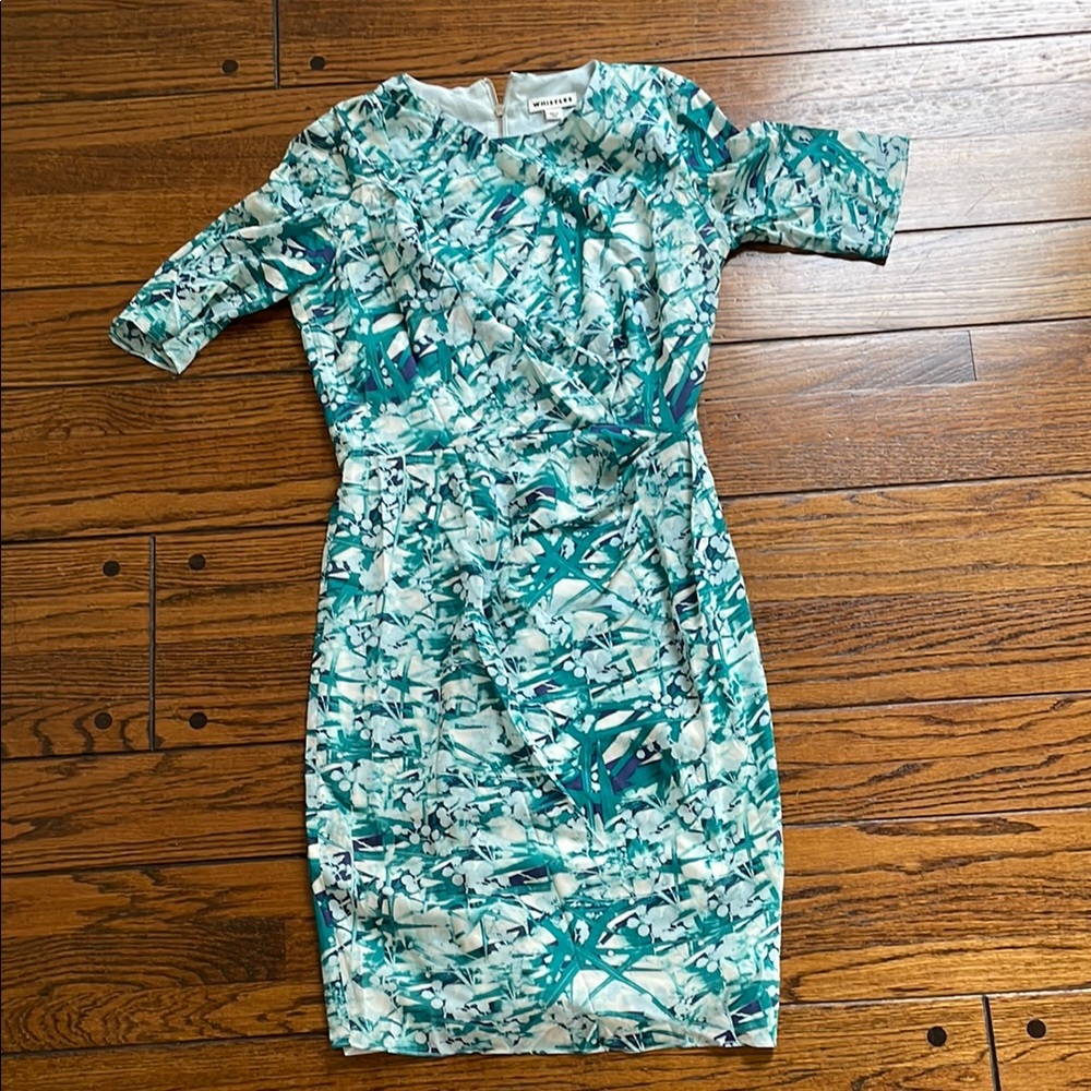Whistles Printed Teal Dress